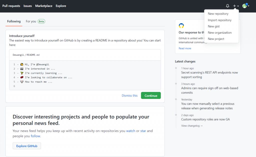 GitHub create new repository