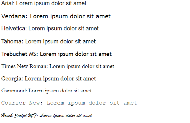 diffrent web fonts