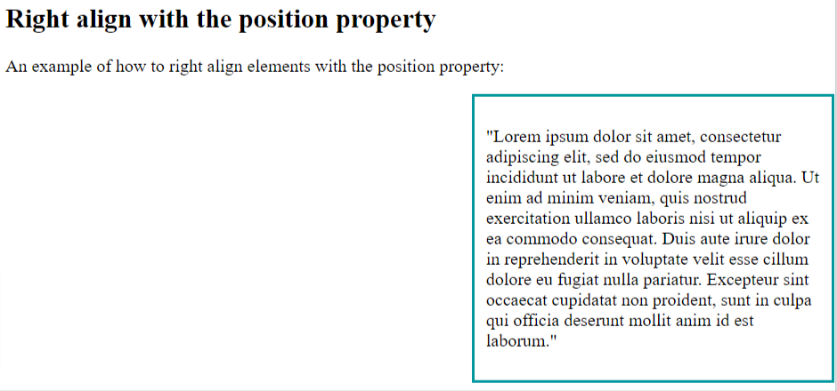 right align position